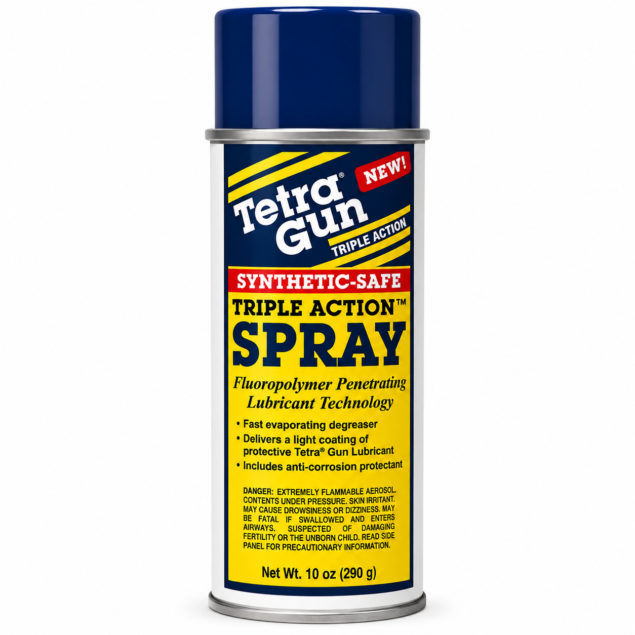Tetra Gun synthetic-safe 10oz triple action spray can on a white background