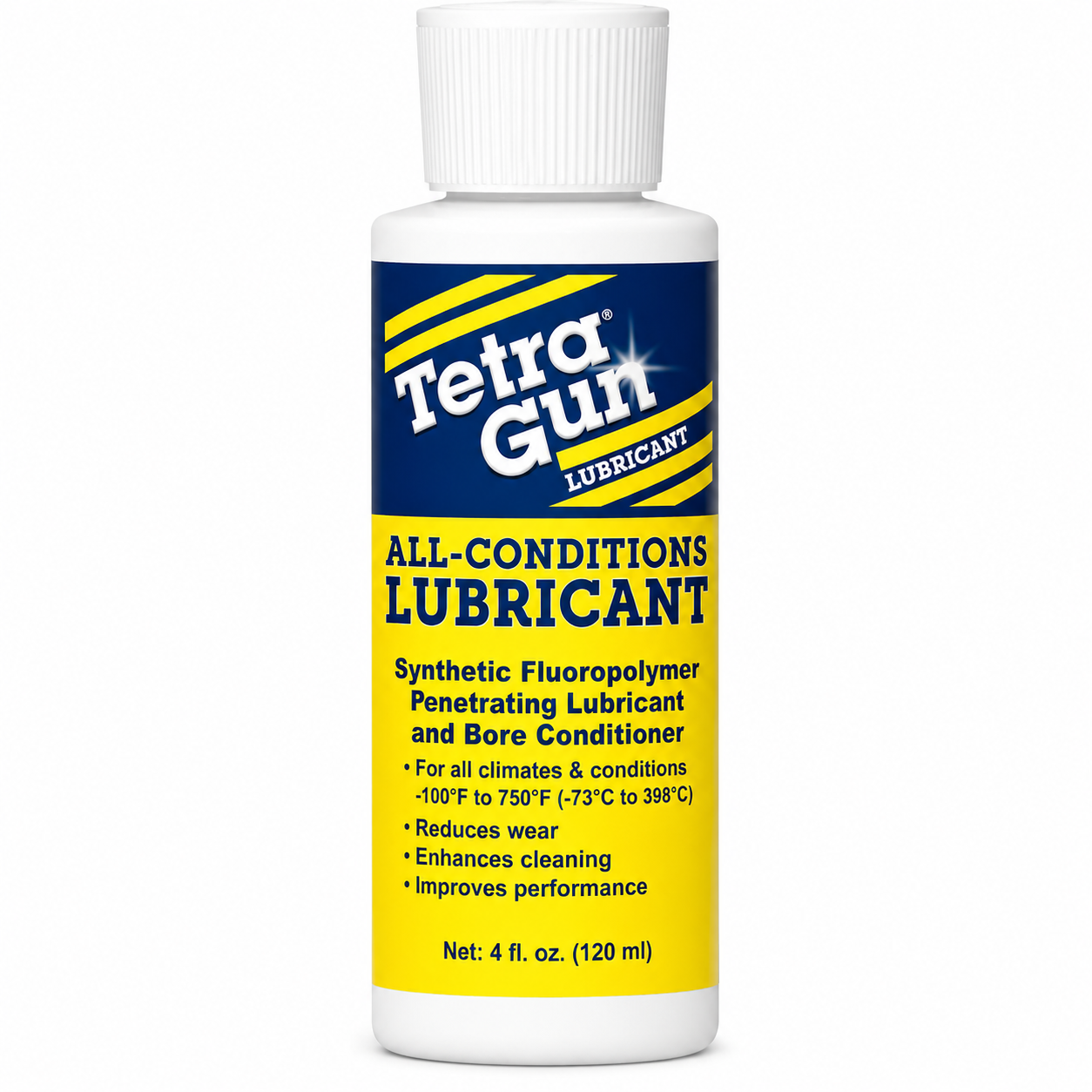 Bottle of Tetra Gun All-Conditions Lubricant on a white background