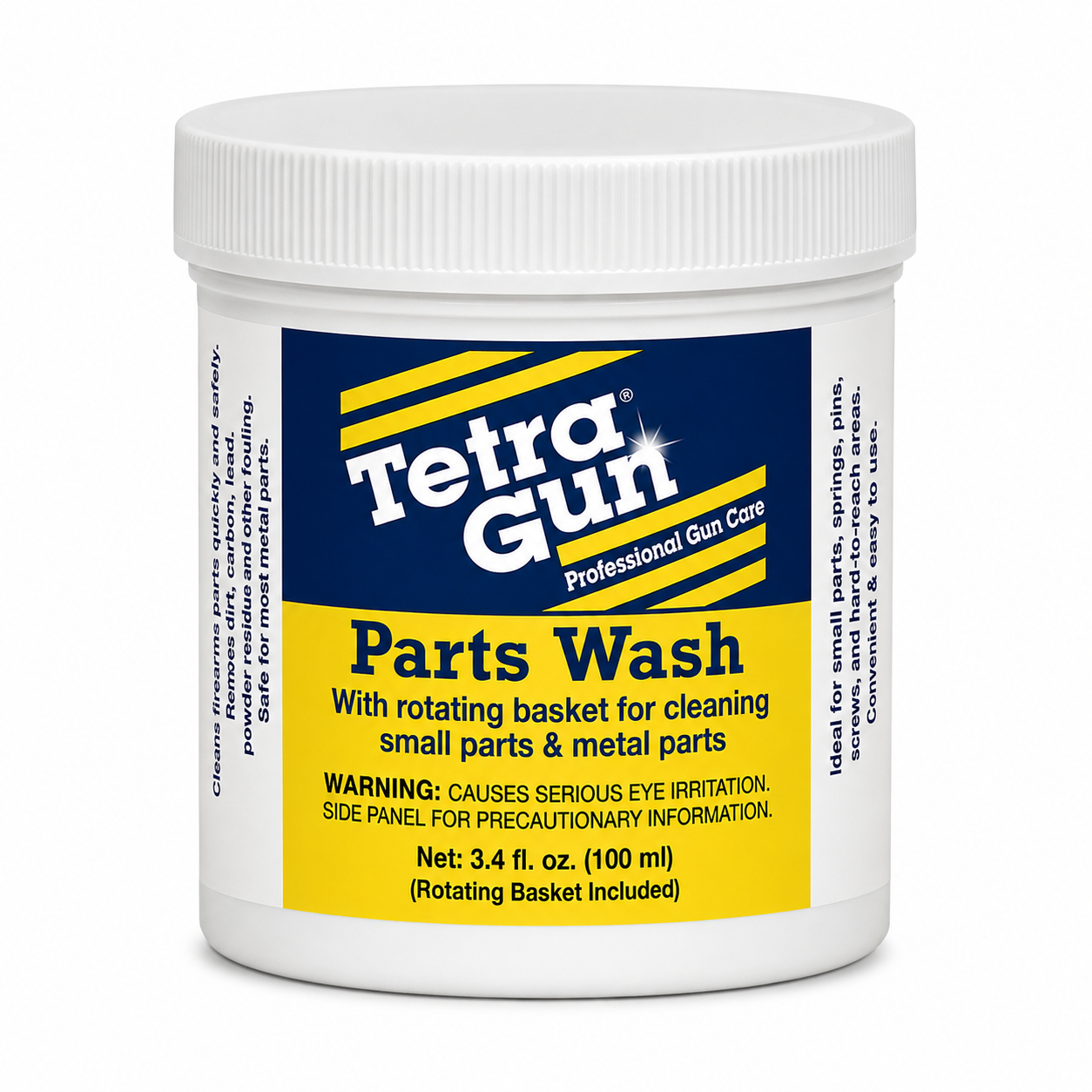 Tetra Gun Parts Wash container with label on a white background
