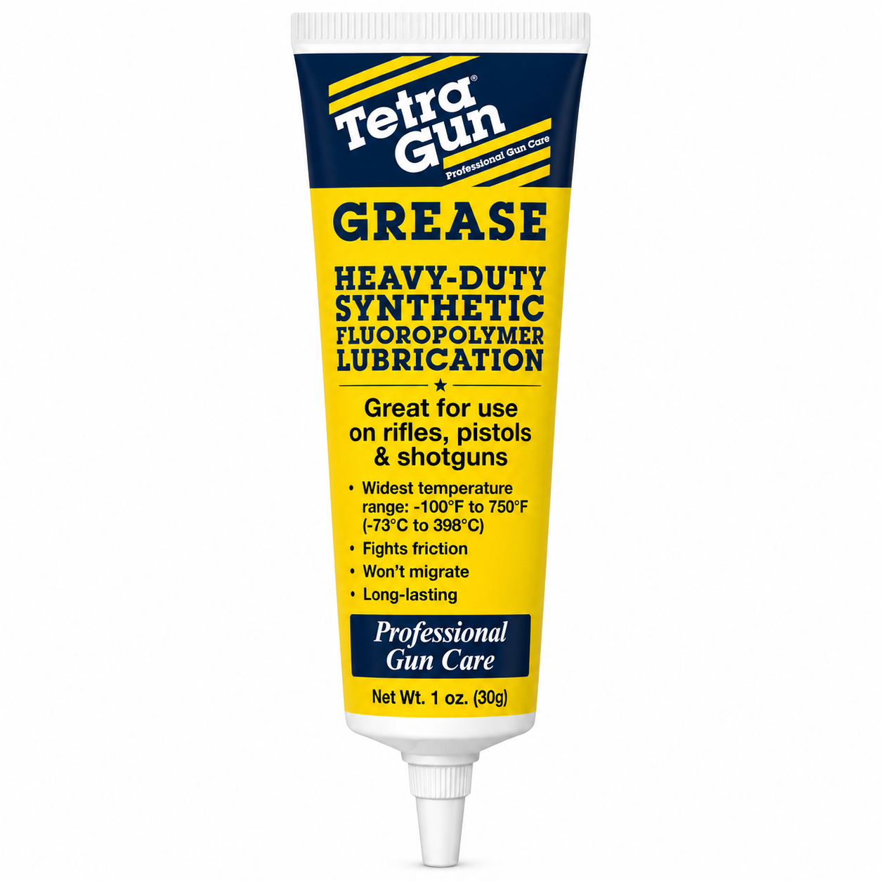 Tube of Tetra Gun grease on a white background