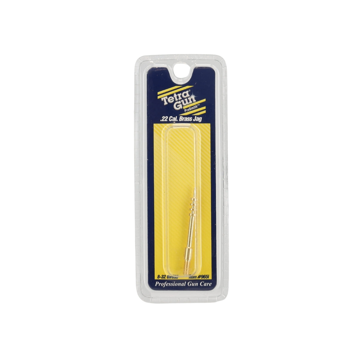 .22 calibre brass jag on a white background