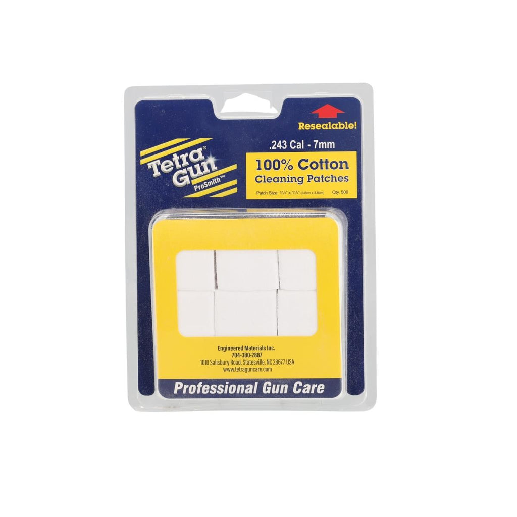 Package of 500 Tetra Gun Prosmith .243 calibre to 7mm cotton cleaning patches