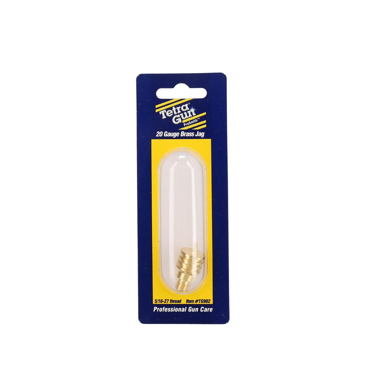 20 gauge 5/16-27 thread brass jag on a white background