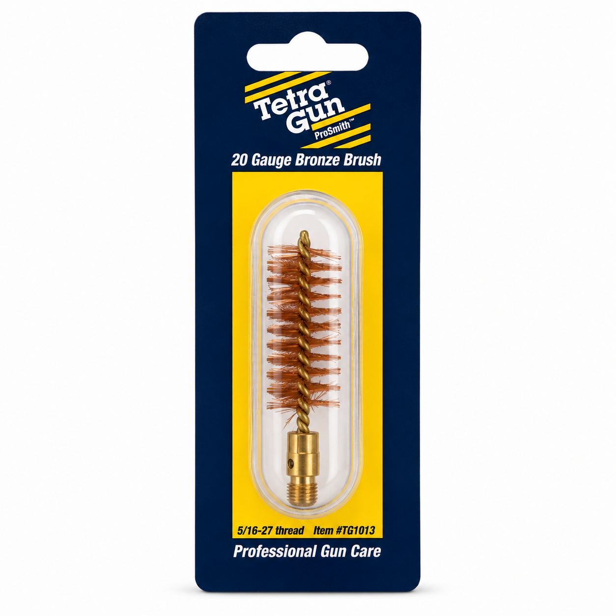 Tetra Gun 20 Gauge Bronze Brush packaging with clear window showing the brush inside.