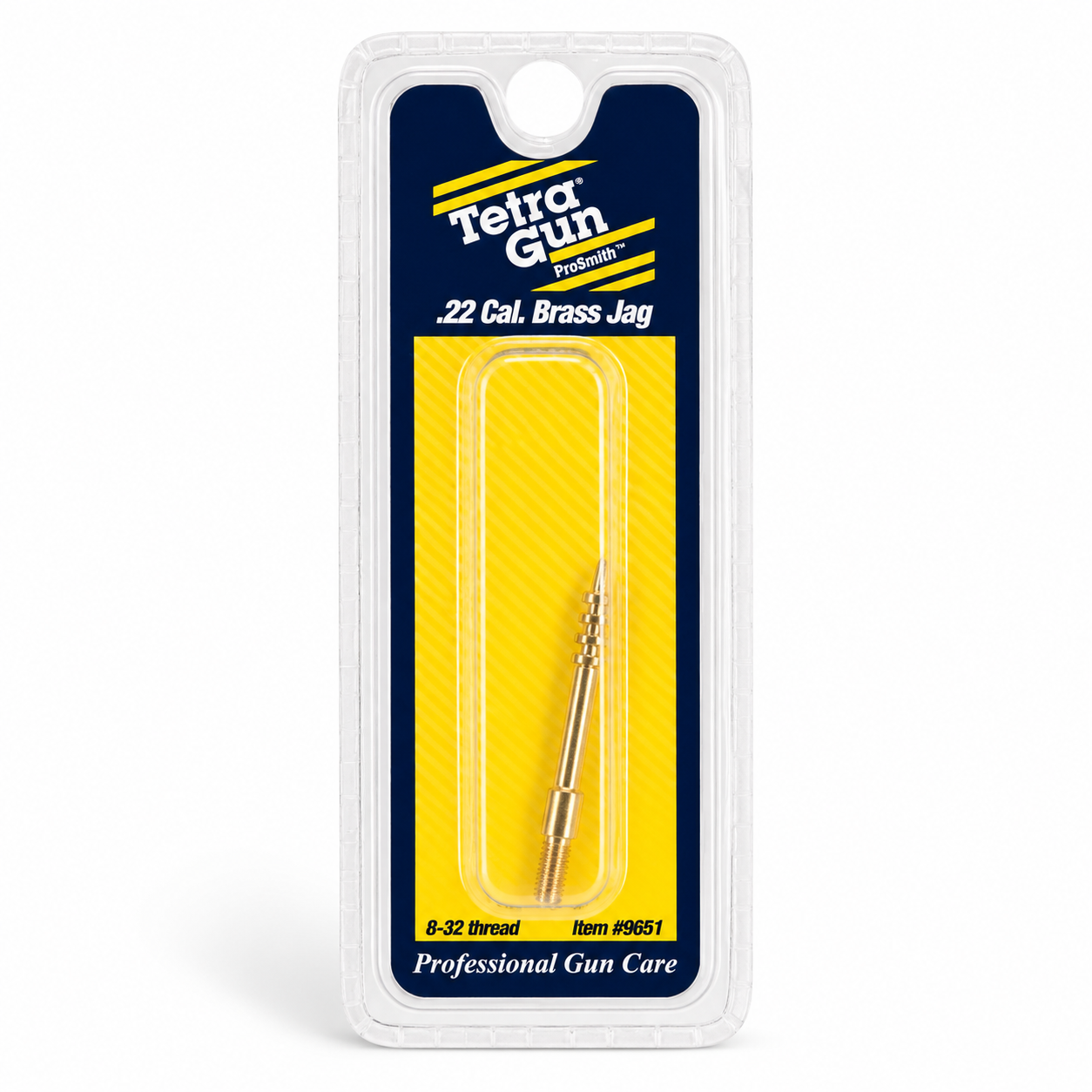 .22 Cal brass jag on a white background