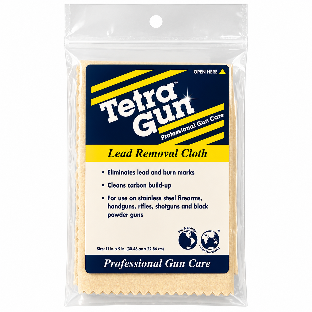 Tetra Gun lead removal cloth packaging on a white background
