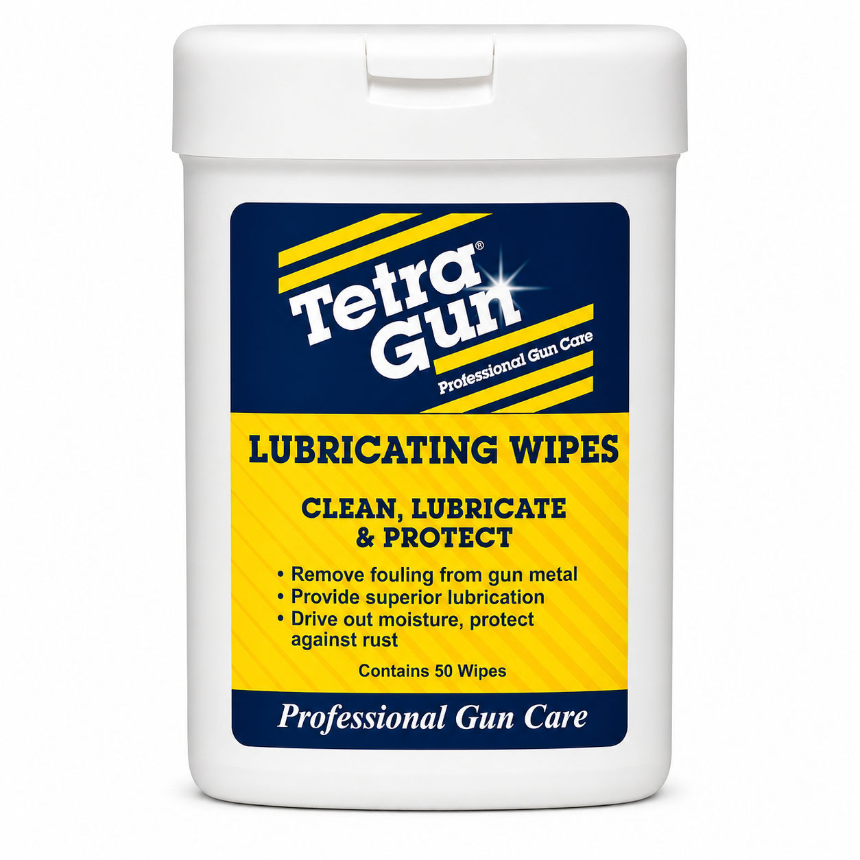 Tetra Gun lubricating wipes container on a white background