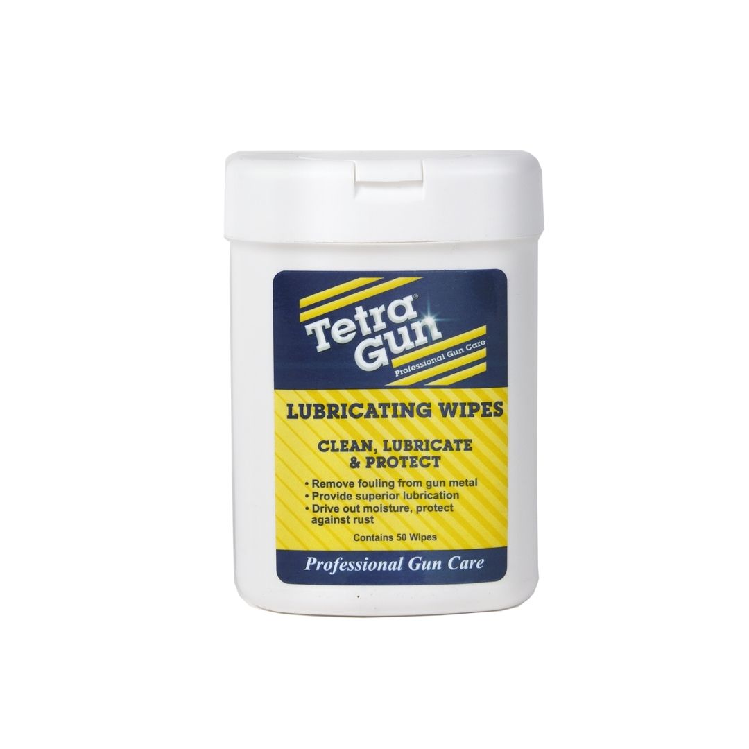 Tetra Gun lubricating wipes container on a white background