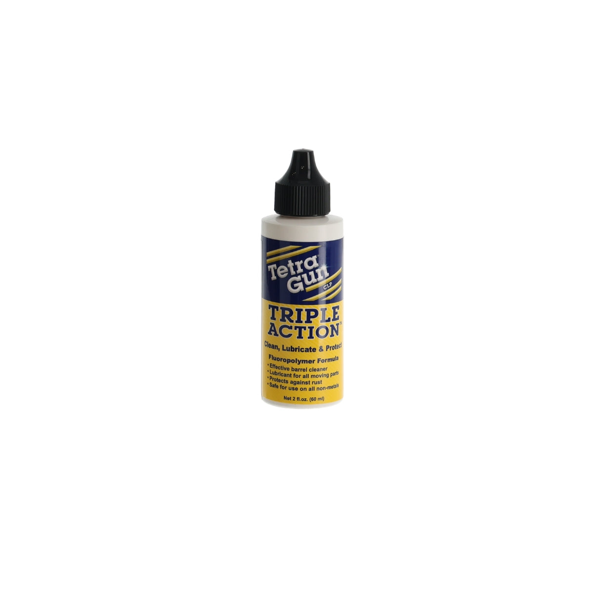 Bottle of Tetra Gun Triple Action lubricant on a white background
