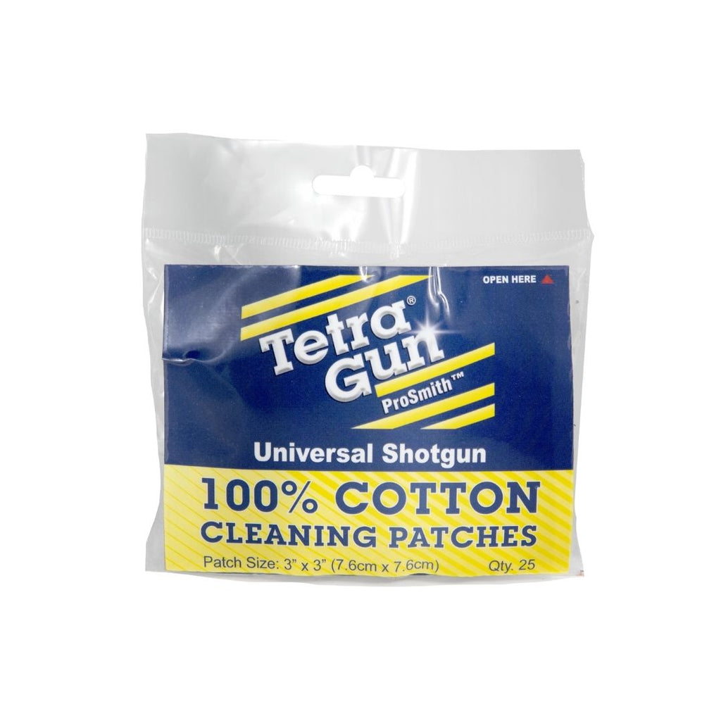 Package of 25 Tetra Gun Prosmith universal shotgun cotton cleaning patches