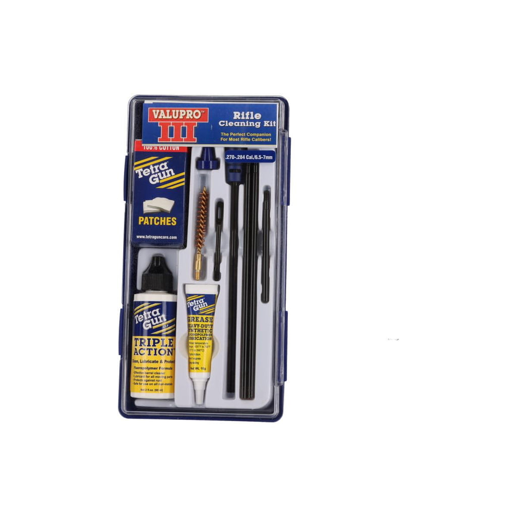 .270-.284 Calibre Valupro III rifle cleaning kit on a white background